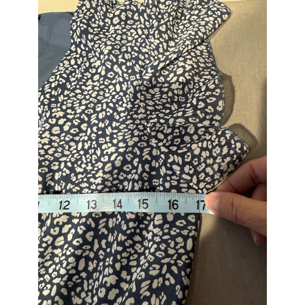 Women's BTFBM lined Blue & White Leopard Print Midi tiered Dress M - Picture 10 of 12